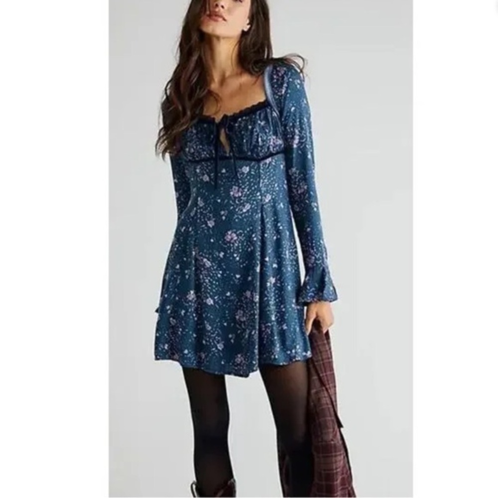 Free People Blue Floral Mini Dress